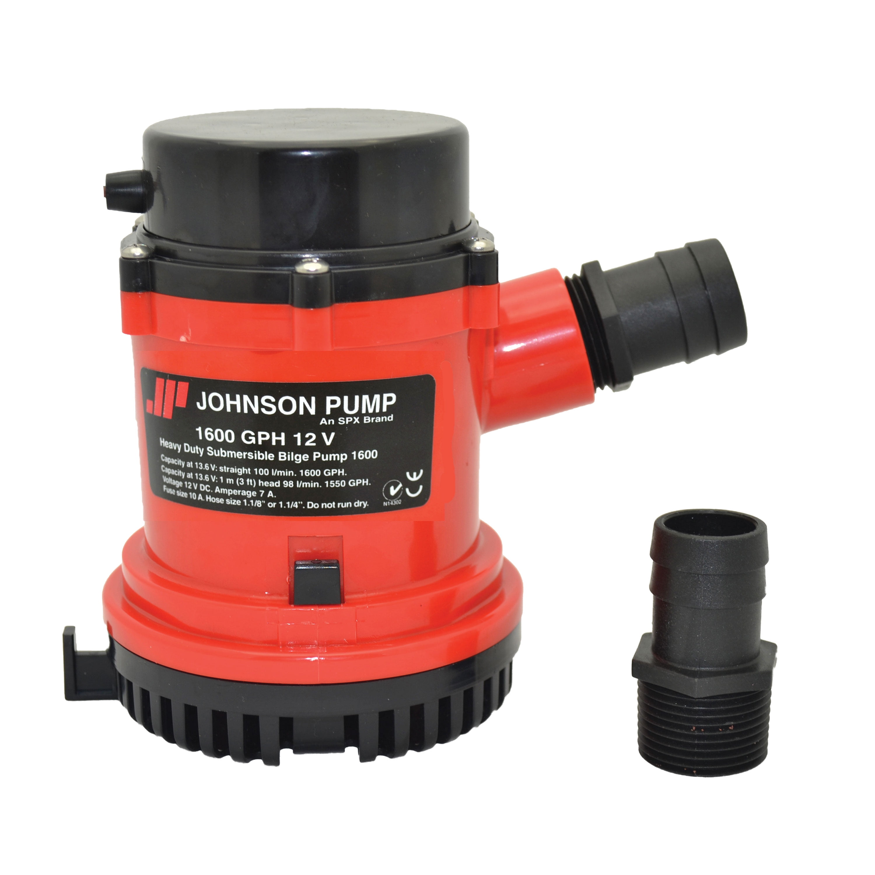 Johnson Pump 1600400 Heavy Duty Bilge Pump, 1600 GPH 12 Volt