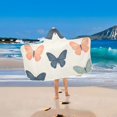 thumbnail image 2 of Yayeee Kids Hooded Towels Toddler Soft Absorbent Beach Bathing Wrap 50" x 23.5", Orange Butterflies, 2 of 5