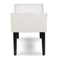 thumbnail image 3 of Skyline Decor White Faux Leather Upholstered Large Ottoman Seating Bench, 3 of 5