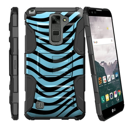 LG Stylus 2 LS775, LG G Stylo 2 Miniturtle® Clip Armor Dual Layer Case Rugged Exterior with Built in Kickstand + Holster - Blue
