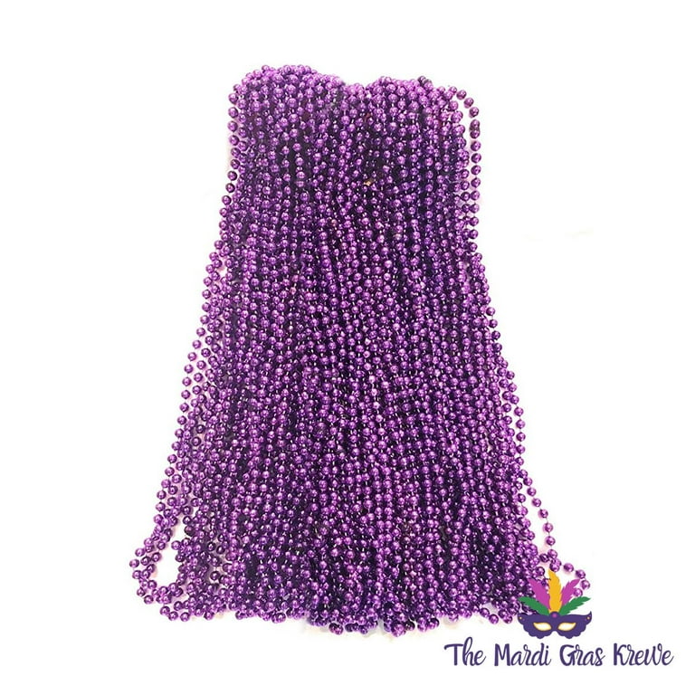 Black Mardi Gras Beads 33 inch 7mm, 6 Dozen, 72 Necklaces