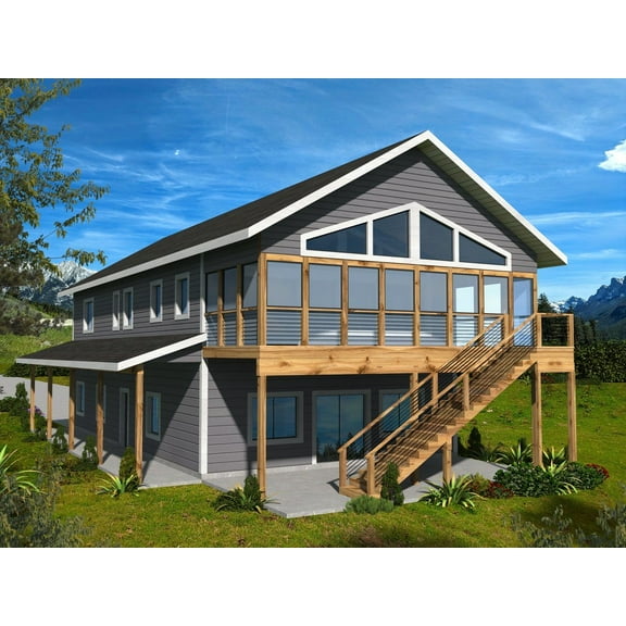 001-3678: Garage apartment Contemporary 2 Bed, 2 Bath Luxury Home Plan, 2465 Sq Ft: Full Blueprints with License to Build by Home Plan Marketplace - Lesuto