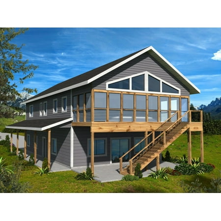 001-3678: Garage apartment Contemporary 2 Bed, 2 Bath Luxury Home Plan, 2465 Sq Ft: Full Blueprints with License to Build by Home Plan Marketplace - Lesuto