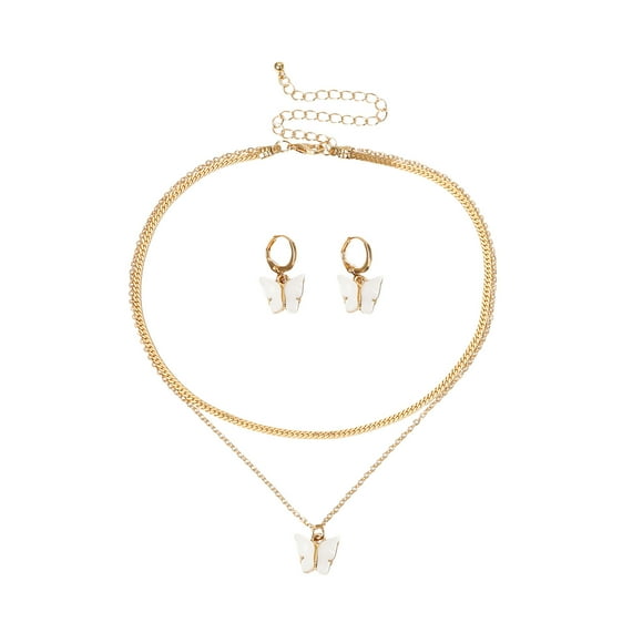 Gold Chain Necklace Sweet And Lovely Butterfly Necklace for Female Gold Silver Shiny Srystal Chain