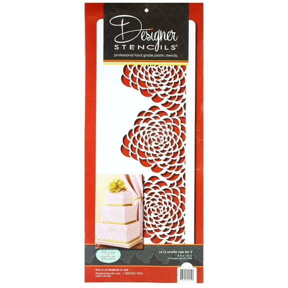 Designer Stencils Camilla Rose - Bottom Tier Cake Stencil, Beige/semi-transparent