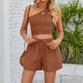 thumbnail image 4 of REORIAFEE Women's Bikini Sets Country Concert Outfit Summer Suit Vest Casual Short Sleeveless Cropped Fashion Body Women Clothing Brown M, 4 of 6