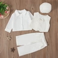 thumbnail image 2 of Odeerbi 0-1 Años Niños Caballero Traje de Etiqueta Estilo Británico Camisa de Vestir + Chaleco + Pantalones de Traje + Sombrero Conjunto de Cuatro Piezas, 2 of 8