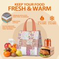 thumbnail image 5 of Pioneer Flower Floral Print Pattern Insulated Lunch Bag for Women & Adults,Large Portable Soft Cooler Lunch Bag,Thermal Food Storage Tote with Pearl Cotton,8.66L,8.75x5.75x9.5 Inch, 5 of 6