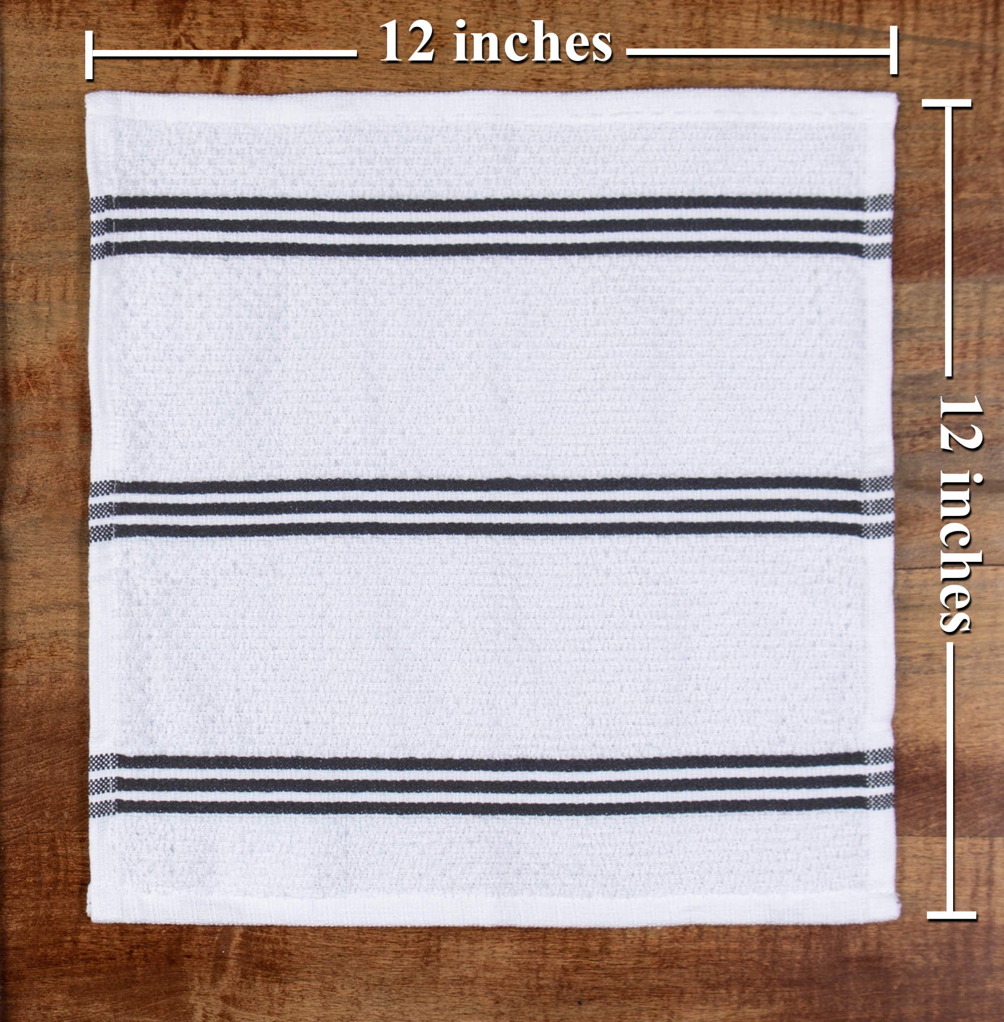 Kitchen Towels 8 Dishcloths Set Solid and Striped Brown White 12