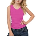 thumbnail image 2 of Tdoqot Girls Ribbed Tank Tops- V Neck Summer Casual Slim Fit Kids Sleeveless Shirts Hot Pink Size 5, 2 of 7