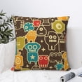 thumbnail image 4 of Yiaed Robot and Monsters Print Pillow Covers Super Soft Decorative Square Throw Pillow Covers Case Cushion Covers for Sofa Couch Bedroom Car Decor（No pillow core）-22"x22", 4 of 7