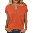 thumbnail image 2 of Babysbule Women's V Neck Button Placket Short Sleeve Henley T Shirt, Casual Loose Fit Top for Daily All Season Wear, 2 of 6