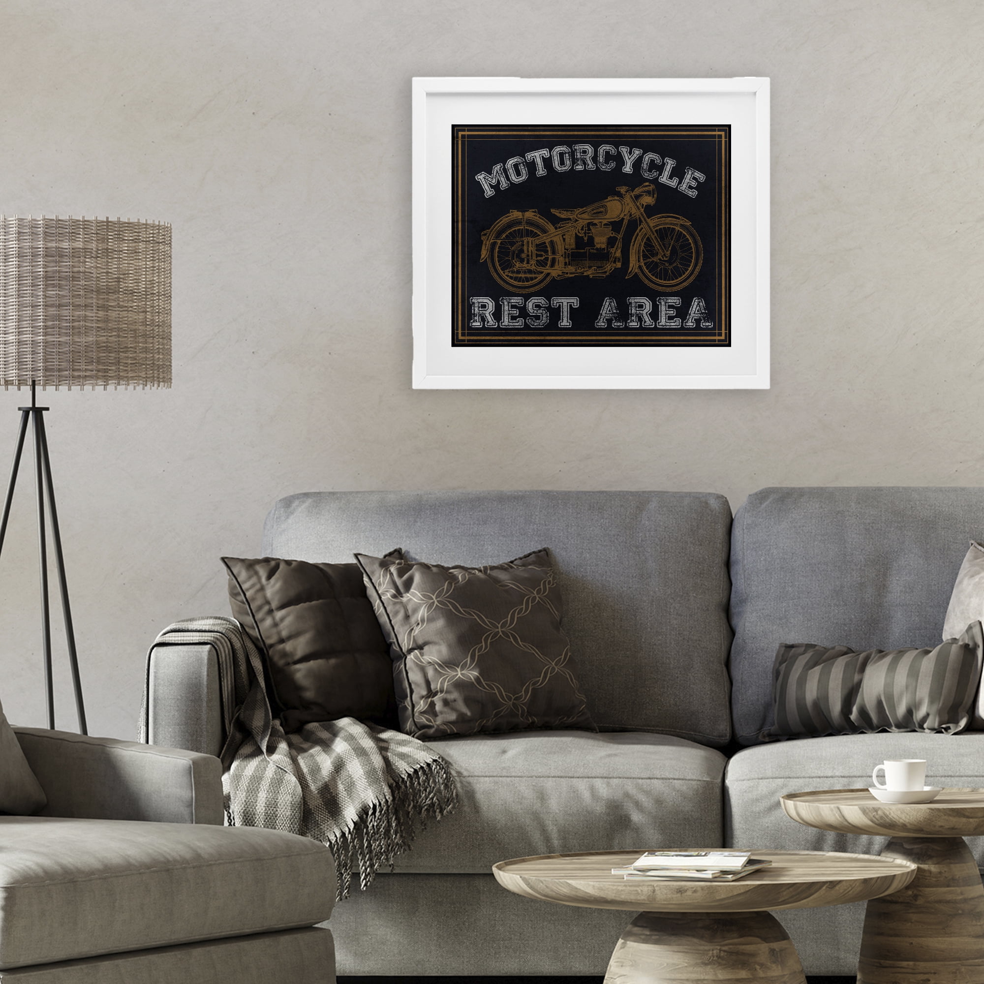 Stupell Industries Motorcycle Rest Area White Framed Print Under Glass, design by Marcus Prime