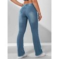 thumbnail image 2 of Women High Waist Skinny Flare Jeans, Solid Washed Denim Bootcut Pants With Pockets, Casual Slim Fit Stretch Denim Trousers, 2 of 6