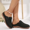 thumbnail image 6 of Under $15 Sandals Women, Xunlbb Women's Fashion Casual Hollow Solid Color Buckle Strap Decoration Closed Toe Sandals Thick Bottom Half Slippers Wedge Heels(Black,36), 6 of 9