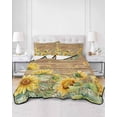 thumbnail image 2 of Quilts Twin-XL Size Bedding Set, Sunflower Lightweight Quilted Comforter, Summer Eucalyptus Botanical Floral Brown Wooden Soft Bedspread Coverlet with Pillow Covers for All Season, 68" x 98", 2 of 7