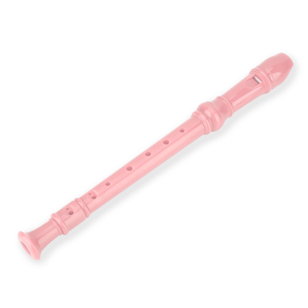 Pink Student Recorder Flute 8 Holes High Pitch Soprano Descant Recorder ABS Instruments Reed Pipe with Cleaning Bar For Kids & Adults 