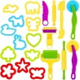 thumbnail image 1 of Playdough Tools Juego de 20 herramientas de plastilina para niños, cortadores y rodillos de plastilina de varias formas, color aleatorio, 1 of 5
