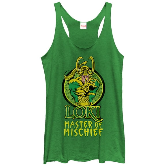 Women's Marvel Loki Master of Mischief Racerback Tank Top Envy Green Small