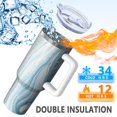 thumbnail image 5 of 40oz Tumbler with Handle and Straw, Vacuum Insulated Stainless Steel Travel Mug, Fits Car Cup Holder, Liquid & Marble Print, 5 of 6