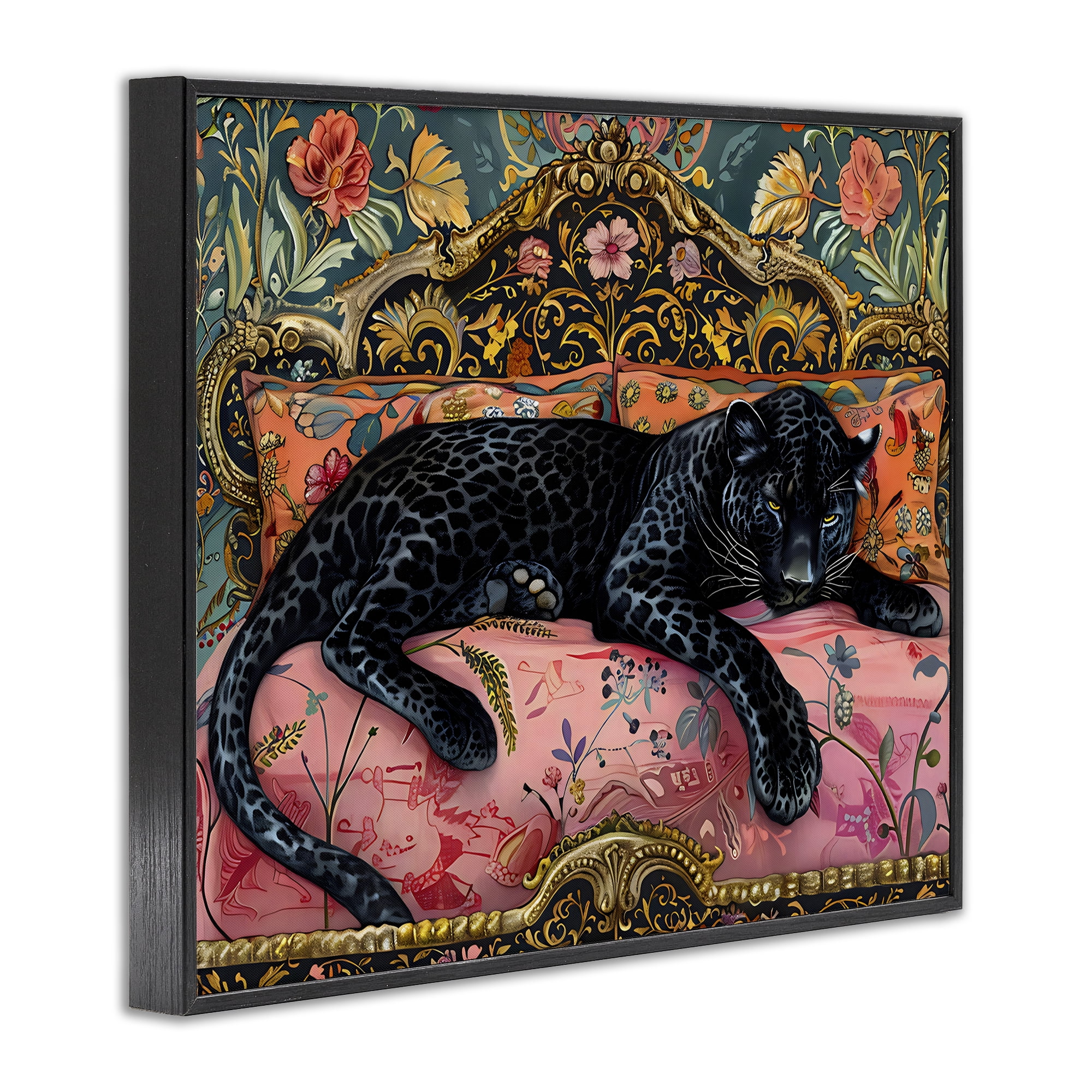 Stupell Industries Lazy Black Elegant Leopard Black Framed Giclee Art, design by Creative Studio