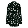 thumbnail image 4 of Oksale Plus Size Womens Floral Printing Robes with Belt Soft Long Sleeve Bath Robe Fall Mini Nightgown Casual Pajama Robe for Home 2025 Black L, 4 of 6