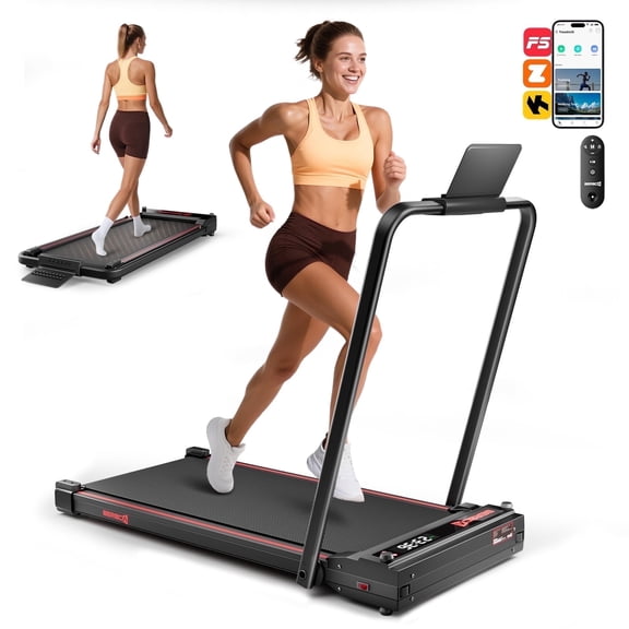 BEROCA 4-in-1 Portable Treadmill with Foot Massage, 3HP Foldable Treadmill with Incline Handle, Under Desk Small Treadmill For Home Office with Remote Control LED Display