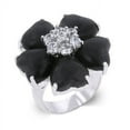 thumbnail image 1 of Precious Stars Silvertone Black Heart and Cubic Zirconia Flower Ring, 1 of 1