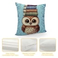 thumbnail image 4 of Orinice  Watercolor Animal Pillows Cotton Linen Farmhouse Decorative Lively Owl Read Books Pillow Cover Square Standard  Cushion Cover Pillowcase for Kids Room Chair (Owl 1) White, 4 of 5