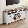 thumbnail image 3 of Qinaqin Marrón y Blanco Moderno TV Soporte para 65 Inch TVs Semi Abierto cm de Profundidadouble Puerta Gabinete con Ajustable Shelves 8 Almacenamiento Compartments Living Sala o de, 3 of 7