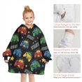 thumbnail image 6 of Colorful Controllers Games Stars Black Pattern Blanket Hoodies for Kids 6-13YR Oversize Wearable Blanket Hoodies for Boys Girls Teens, 6 of 7