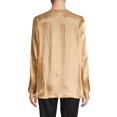 thumbnail image 3 of Vince Camuto Women's Iridescent Georgette Henley Blouse Beige Size X-Large, 3 of 3