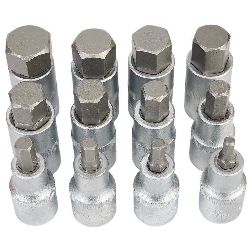 12 Pcs 1/2 inch Drive Impact Hex Bit Socket Set H5-H22 Hexagon Wrench Sockets Set