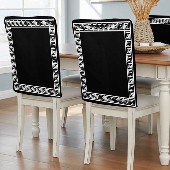 Black Chair Back Covers, Removable Chair Covers for Dining Chairs Set of 6, Washable Chairs Slipcovers Back Seat Protector for Wedding Party 19"x20"