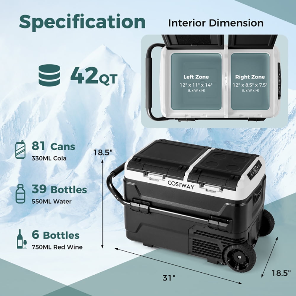 Aimee Lii 64QT Dual Zone 12V 42QT Car Refrigerator for Vehicles Camping Travel Truck Outdoor and Home Use, Portable Water Cooler, Black Aimee Lii 64QT Dual Zone 12V 42QT Car Refrigerator for Vehicles Camping Travel Truck Outdoor and Home Use, Portable Water Cooler, Black
