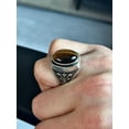 thumbnail image 3 of Silver Natural Tiger Eye Ring, Man Handmade Ring, Brown Tiger Eye Ring, Viking Man Bracelet, Oval Gemstone Ring, 925k Sterling Silver, 3 of 4