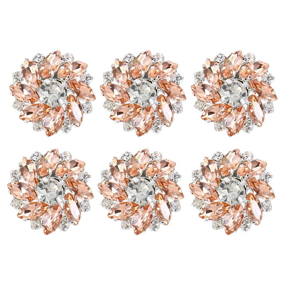 Uxcell 6PCS Flower Sewing Rhinestone Buttons 1 Inch Crystal Shank Buttons for Jewelry Making Cloth DIY Silver Champagne