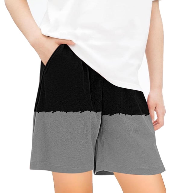 Odeerbi 5-14 Años Niños Niñas Entrenamiento de Verano Deportivo Pantalones Cortos Bloque de Color Impresión Suelto Casual Pantalones Cortos Con Bolsillos