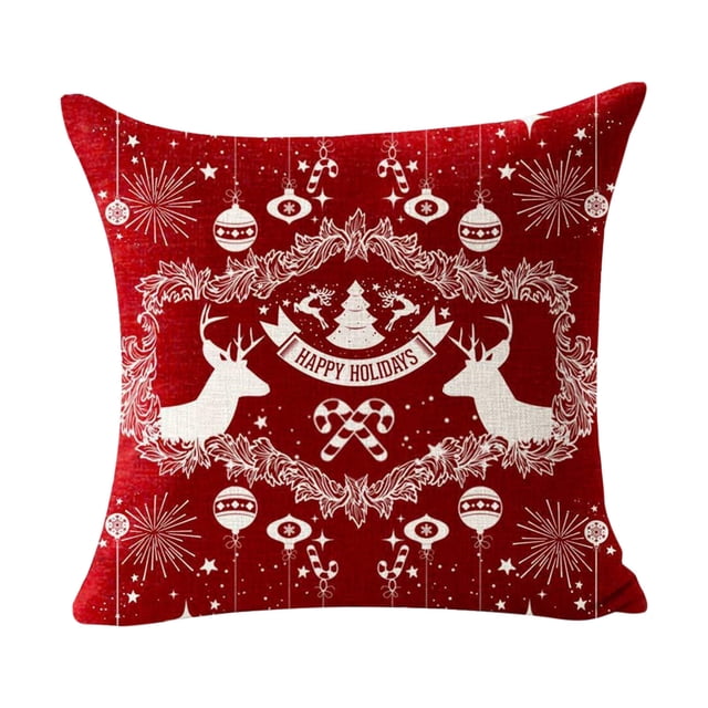 TIMIFIS Décorations de Noël Housse de Coussin Housse de Coussin de Noël, Décoration Intérieure de Noël, Coussin de Noël, Housse de Coussin, Père Noël Flocon de Neige de Noël Décoration Maison Coussin en Lin