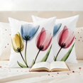 thumbnail image 3 of Red Yellow Blue Tulips Pillow Covers 2 Pack Transparent Floral Pillowcase Waterproof Outdoor Throw Pillow Cover for Patio Garden Square Cushion 18”x18”, 3 of 9