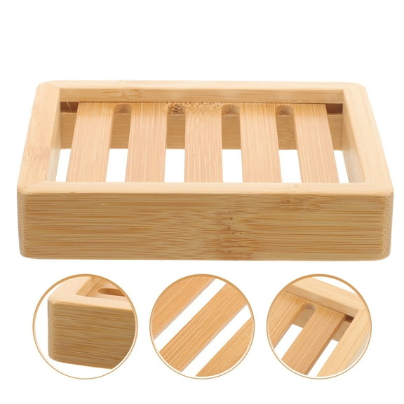 LEORX 1Set Boat Shaped Bamboo Soap Dish Simple Design Drainage Storage for Bathroom Kitchen Home Use