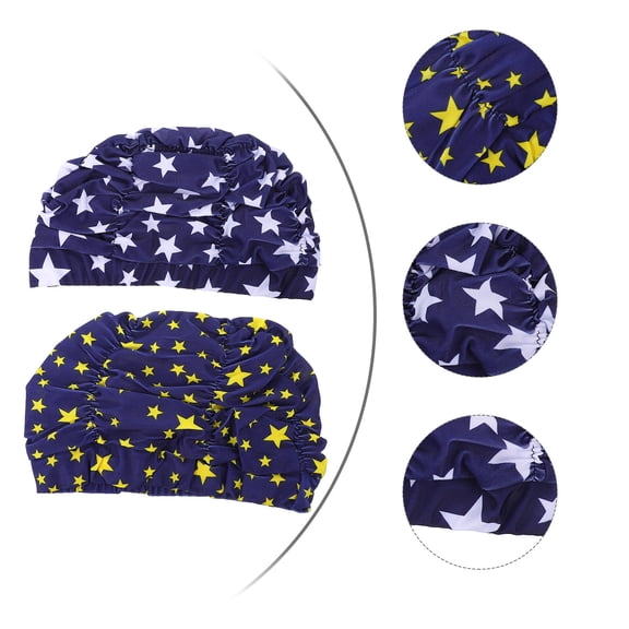 Soimiss Swimming Cap Women Waterproof Chinlon Blue with 2Pcs