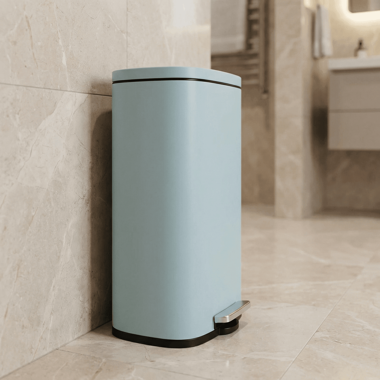 TLSUNNY 8 Gal Stainless Steel Step Trash Can, Kitchen Garbage Bin with Soft-Close Lid, Rectangular