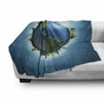 thumbnail image 3 of Earth Soft Flannel Fleece Blanket, Planet Covered with Blue Seas and Forest Continents Trees Greenery Nature, Cozy Plush for Indoor and Outdoor Use, 70" x 90", Blue Green Pale Blue, by Ambesonne, 3 of 6