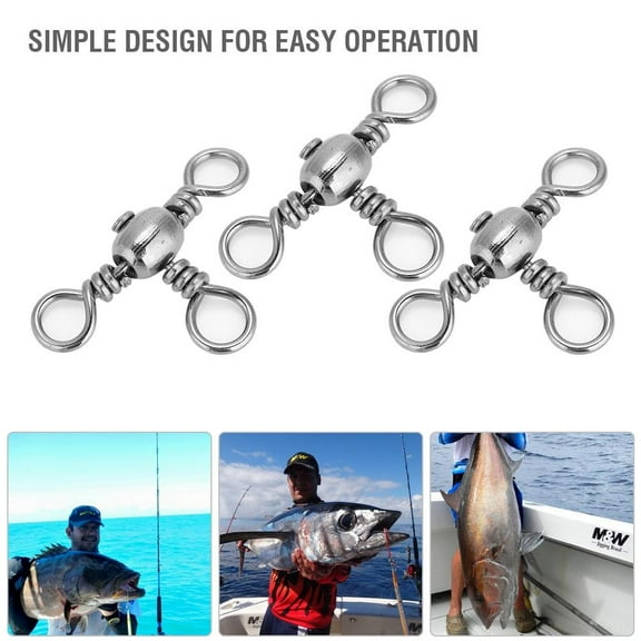 OTVIAP 20Pcs Flexible Three Way Rolling Swivels Triple Swivel Fishing Connectors, Fishing Connector Swivels, Fishing Rolling Swivels