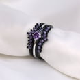 thumbnail image 5 of GY 3pcs Black Gold Plated Purple 1CT CZ Women Wedding Ring Sets for Woman Engagement Ring, 5 of 6