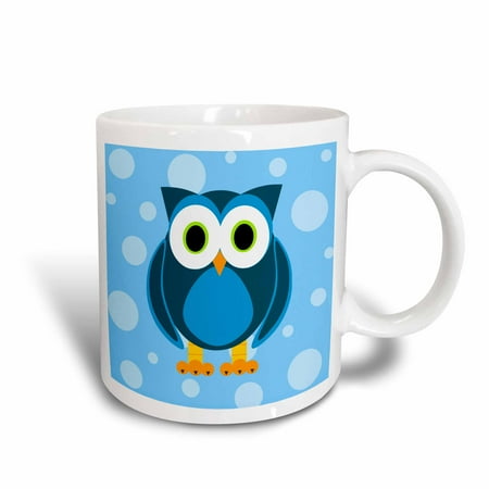 

3dRose Cute Blue Owl on Light Blue Background - Ceramic Mug 11-ounce