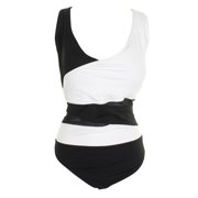 Anne Cole Plus Size White Black Illusion Mesh Inset One-Piece Swimsuit 22W