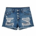 thumbnail image 6 of Nestiefly Womens Jean Shorts Mid Rise Button Waist Ripped Denim Short Summer Casual Fashion Stretchy Jeans with Pockets 2026 Dark Blue 2XL, 6 of 6
