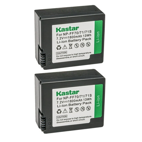 Kastar NP-FF70 Battery 2-Pack Replacement for Sony DCR-IP45, DCR-IP45E, DCR-IP5, DCR-IP55, DCR-IP55E, DCR-IP5E, DCR-IP7, DCR-IP7BT, DCR-IP7E, DCR-HC1000, DCR-HC1000E Camera